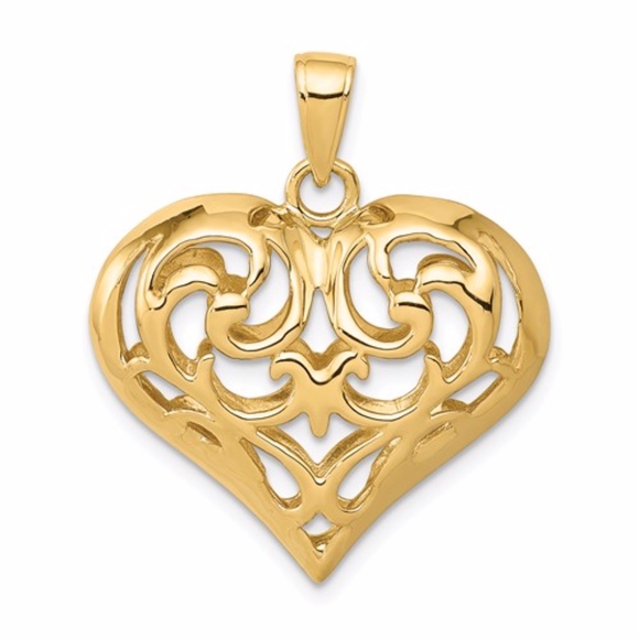 Jewelry - 14K 3-D Filigree Heart Pendant